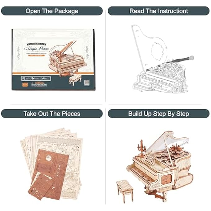 3D WOODEN MODEL KITS FOR ADULTS 3D PUZZLES MAGIC PIANO MUSICAL BOX MECHANICAL MODEL BUILDING SETS CRAFTS 3D JIGSAWS 223PCS - Image 3